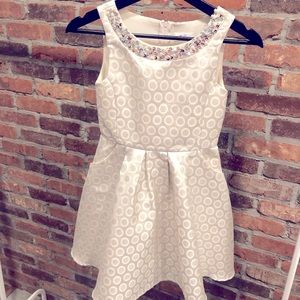 GIRLS SATIN/SILVER DOTS WITH SEQUENCE IN NECK LINE